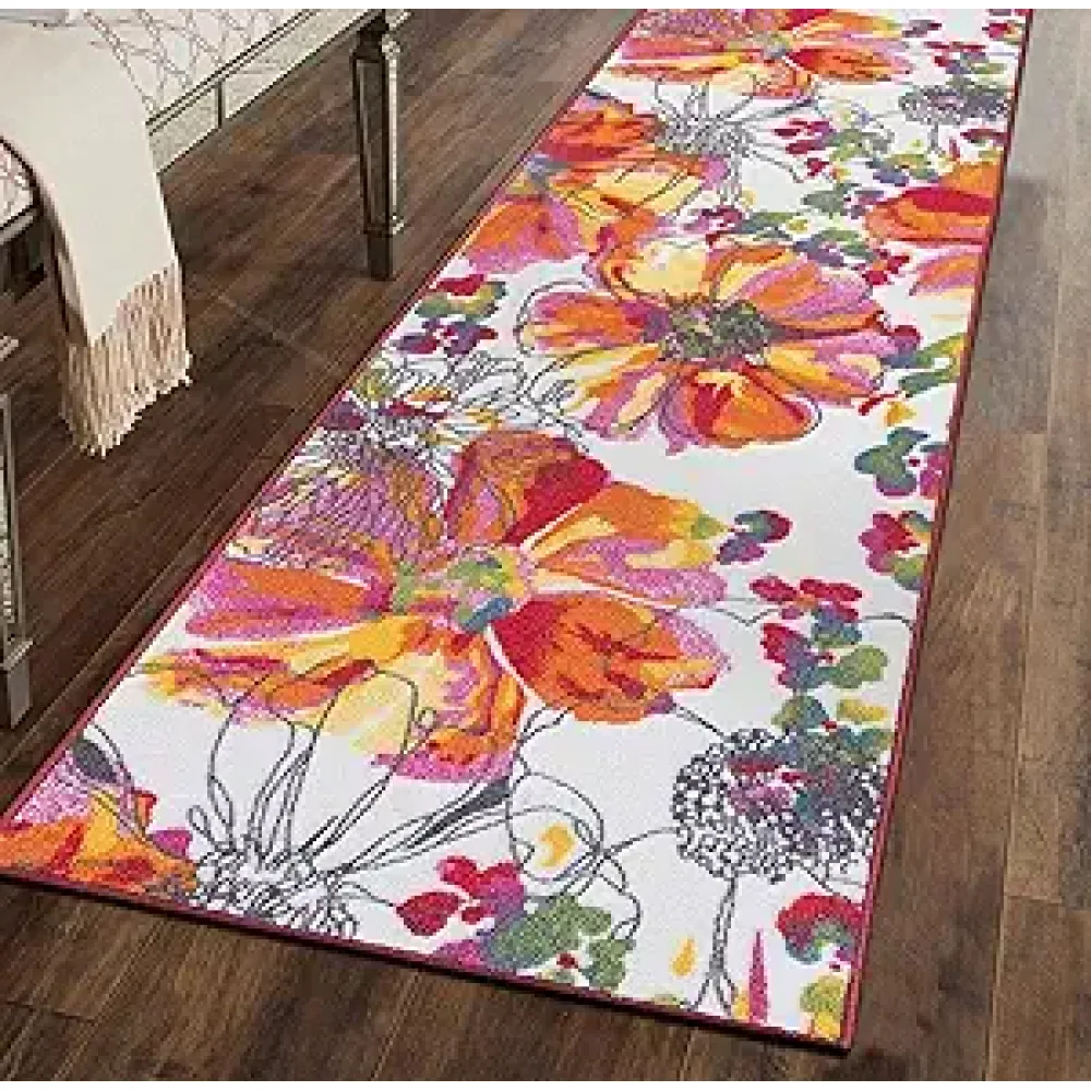 Rugshop Modern Bright Flowers Non-Slip (Non-Skid) Area Rug Runner 2' X 7' (22" X 84") Multi