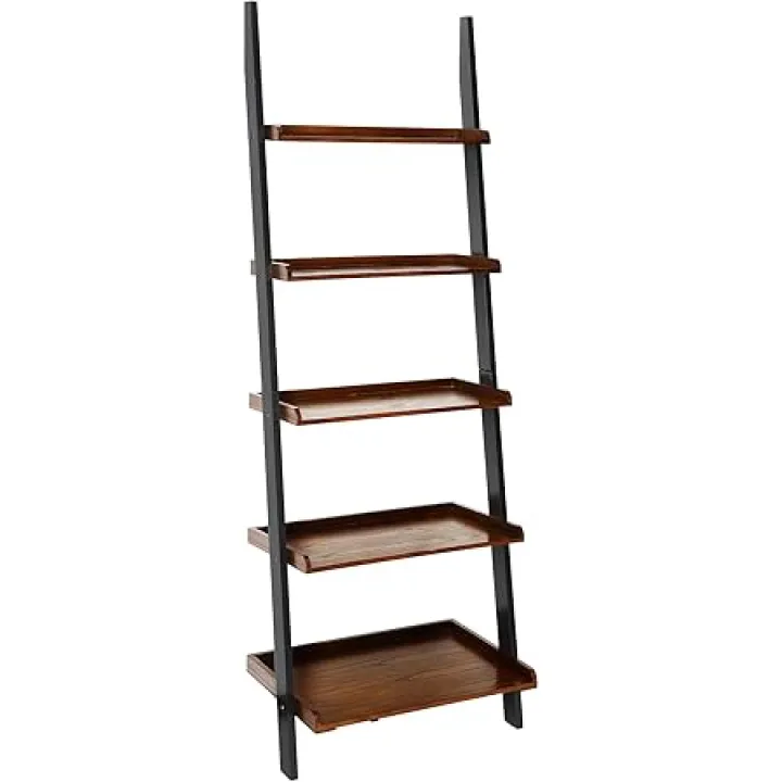Convenience Concepts French Country Bookshelf Ladder, Dark Walnut / Black