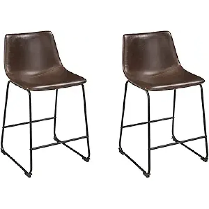 Signature Design by Ashley Centiar 24" Counter Height Modern Bucket Barstool 2 Count, Brown