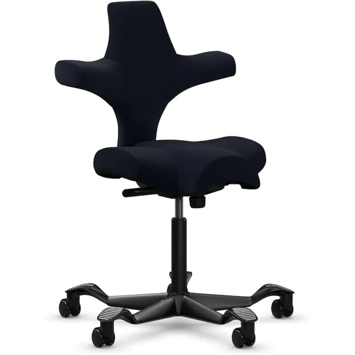 HAG Capisco Adjustable Sit to Stand Desk Chair - Black Frame - Eco Polyester Black Seat