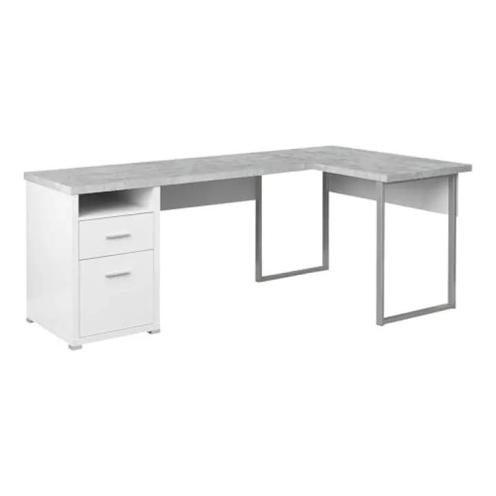 Monarch Specialties Computer Desk Left or Right Facing White / Cement-Look 80"L