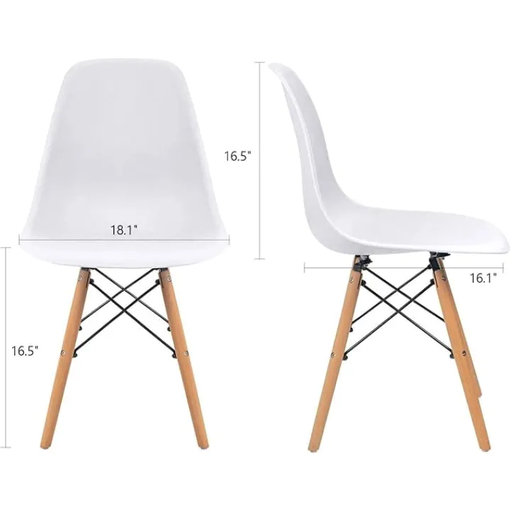 Furmax Pre Assembled Modern Style Dining Chair Mid Century Modern DSW Chair, Shell Lounge Plastic Chair for Kitchen, Dining, Bedroom, Living Room Side Chairs Set of 4 (White)