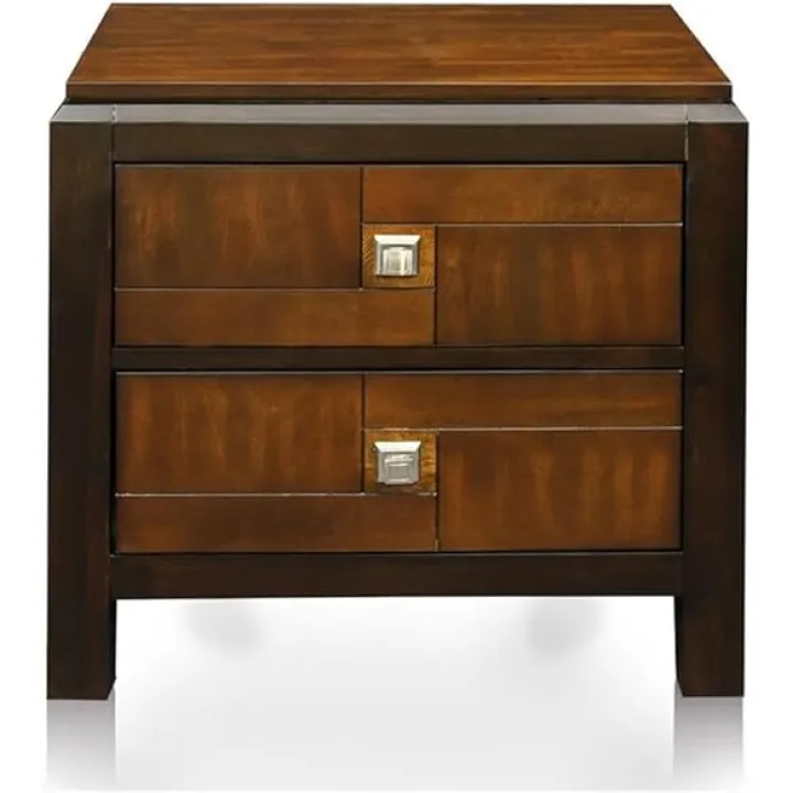 Furniture of America Delia Transitional Wood 2-Drawer Nightstand in Walnut