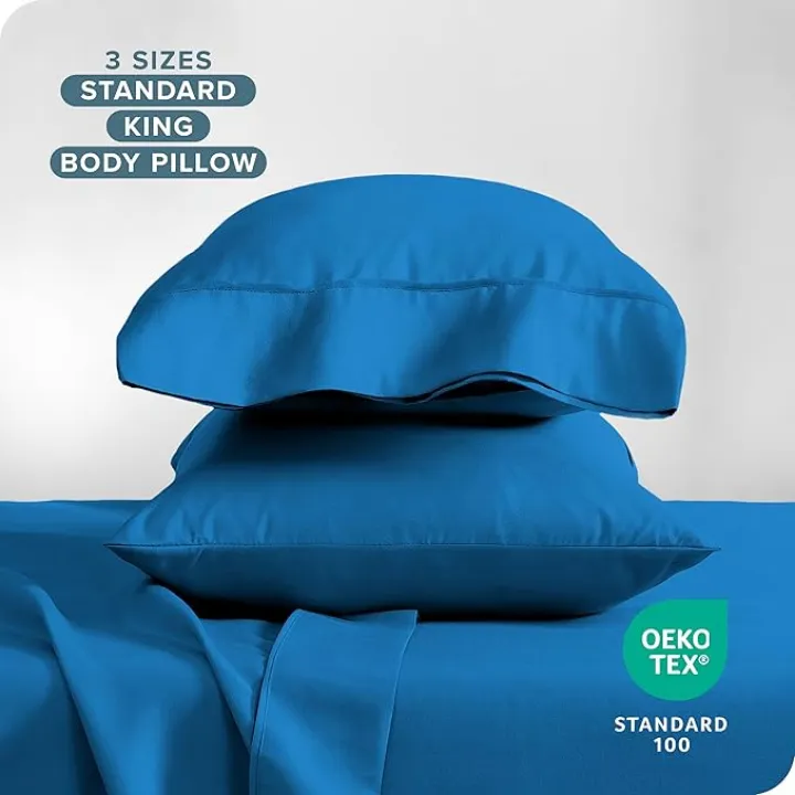 Bare Home Microfiber Pillow Cases - King Size Set of 2 - Cooling Pillowcases - Double Brushed - Medium Blue Pillowcases 2 Pack - Easy Care (King Pillowcase Set of 2, Medium Blue)