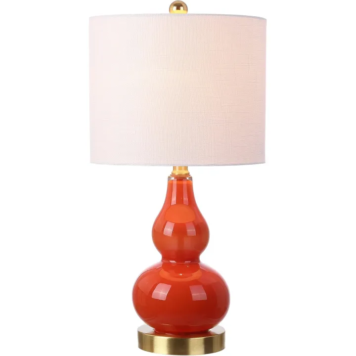 JONATHAN Y JYL1028G Anya 20.5" Mini Glass LED Table Lamp, Transitional, Glam, Midcentury, Modern, Elegant, Office, Living Room, Family Room, Dining Room, Bedroom, Hallway, Foyer, Sunset Orange