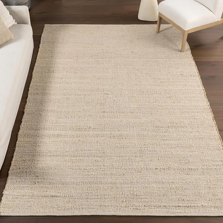 nuLOOM 7'6" x 9'6" Elfriede Jute & Cotton Hand Woven Area Rug, Natural, Solid Rustic Farmhouse Style, Weaved Design, Natural Fiber, For Bedroom, Living Room, Dining Room, Hallway, Office, Entryway