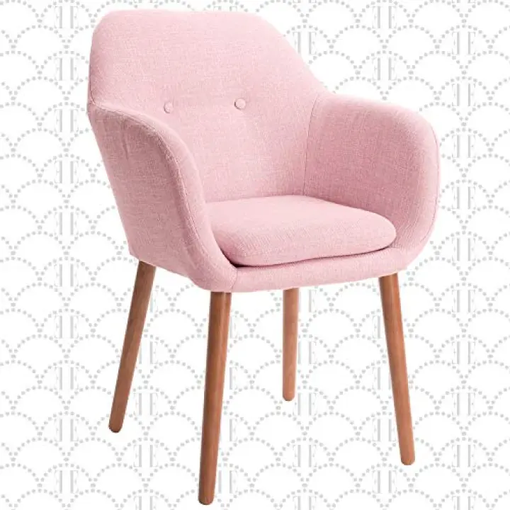 Elle Decor Roux Mid-Century Living Room Accent Armchair, Soft Sofa, Upholstered Linen Fabric Cushion Seat Chair