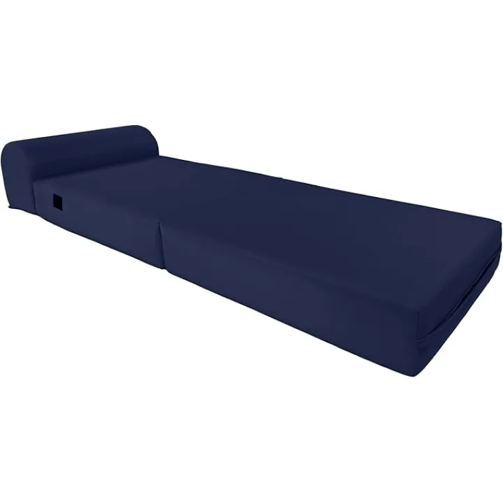 D&D Futon Furniture Sleeper Chair Folding Bed, Studio Sofa Guest Folded Mattress, High Density Foam (70 x 24 x 6, Navy Blue)