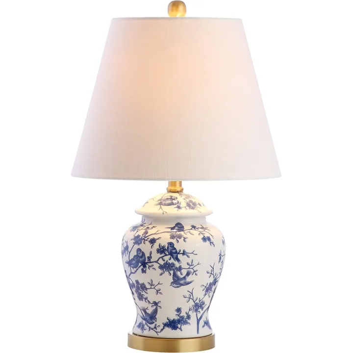 JONATHAN Y JYL3005A Penelope 22" Chinoiserie LED Table Classic Cottage Bedside Desk Nightstand Lamp for Bedroom Living Room Office College Bookcase LED Bulb Included, Blue/White