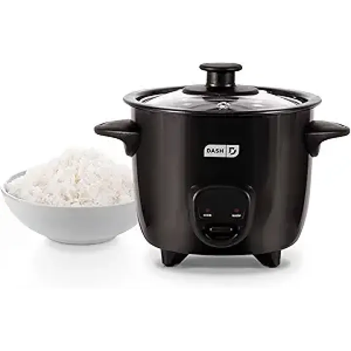 DASH Mini Rice Cooker Steamer with Removable Nonstick Pot, Keep Warm Function & Recipe Guide, One Half Quart, for Soups, Stews, Grains & Oatmeal - Black