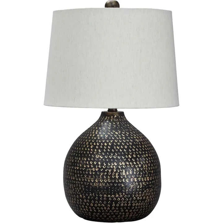 Signature Design by Ashley Maire Contemporary 25" Metal Table Lamp, Black & Gold Finish