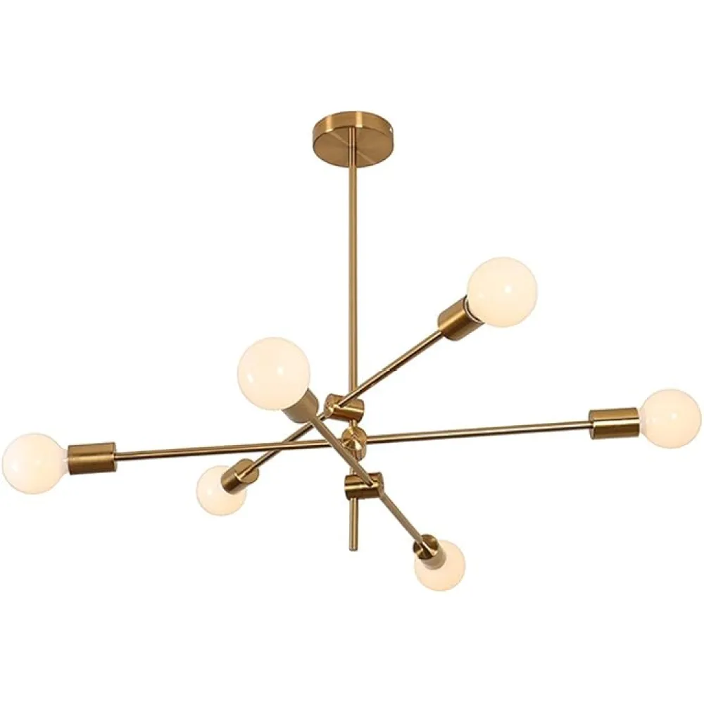 Chandelier Pendant Lighting Brushed Bronze Finish Fixture Hanging Lamp Flush Mount with 6 Lights