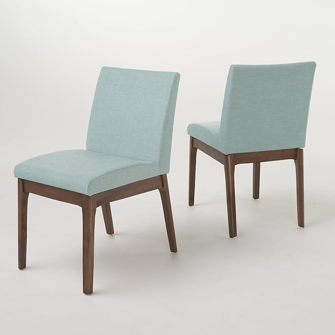 Christopher Knight Home Kwame Fabric/Walnut Finish Dining Chairs, 2-Pcs Set, Mint