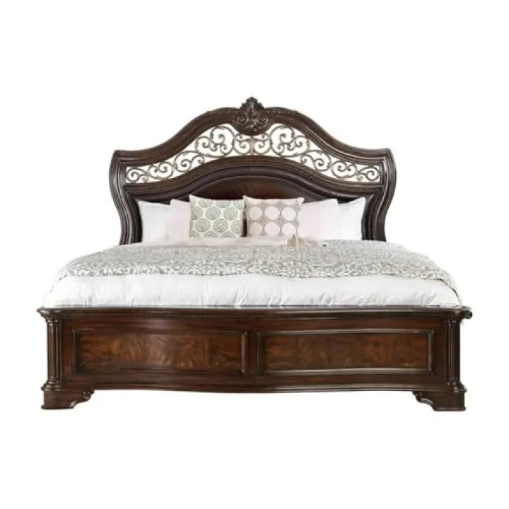 Furniture of America Jordan Wood King Panel Bed in Brown Cherry