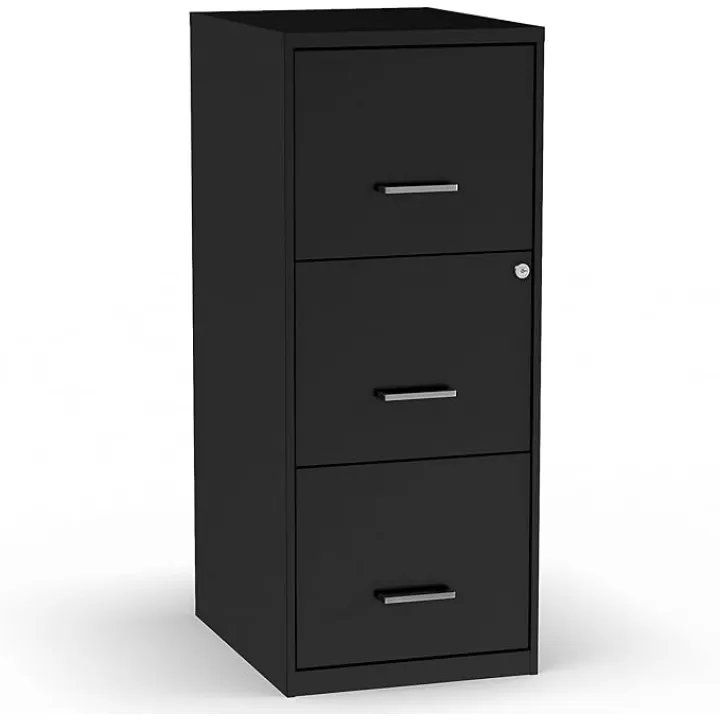 STAPLES 3-Drawer Vertical File Cabinet, Letter Size Documents, Lockable, 18.9" D x 14.3" W x 34.9" H, Black