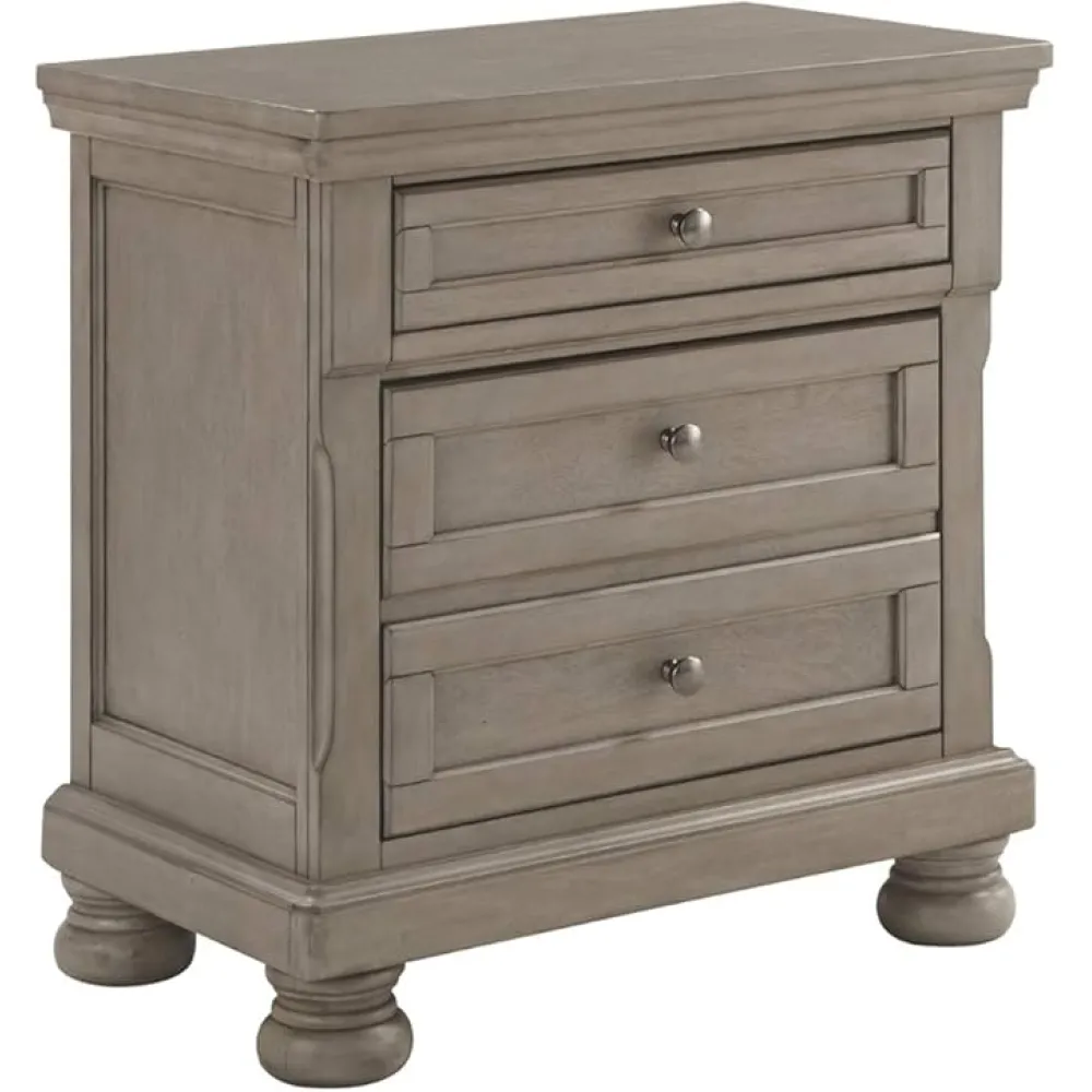 Signature Design by Ashley Lettner Modern Traditional 2 Drawer Nightstand, 30.13" Tall, Light Gray