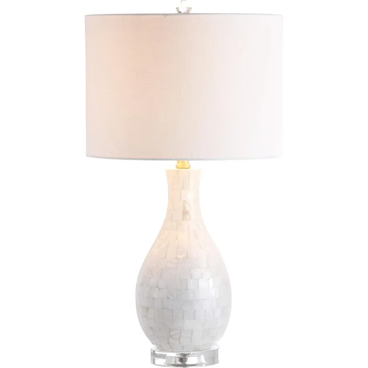 JONATHAN Y JYL1058A Josephine 26.5" Seashell LED Table Lamp Coastal Contemporary Bedside Desk Nightstand Lamp for Bedroom Living Room Office College Bookcase LED Bulb Included, White