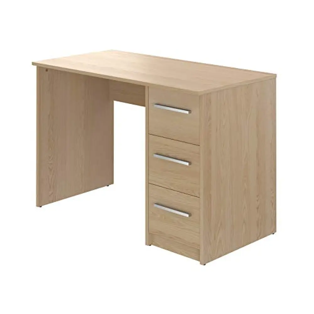 Amazon Basics Scrivania moderna per ufficio a casa, per computer, con 3 cassetti, facile montaggio, 56 x 110 x 73,5 cm, colore faggio