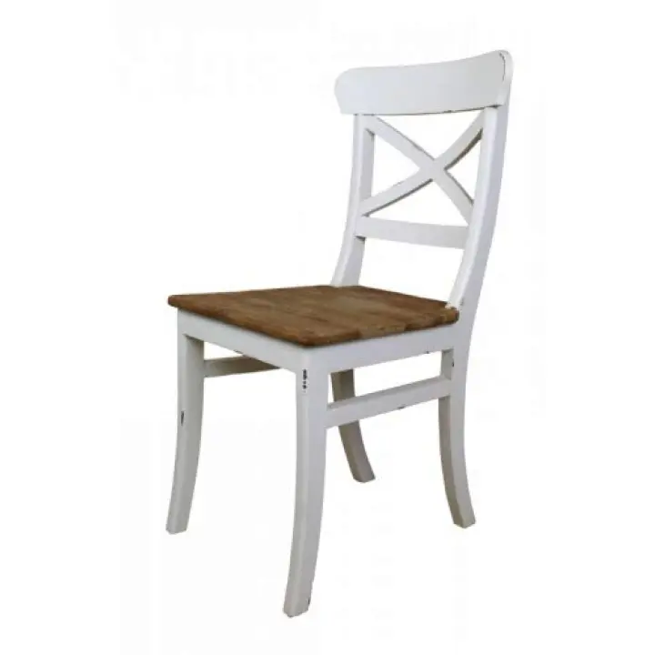 Wohnpalast - Sedia in Legno di Teak, Stile Shabby Chic, con Croce