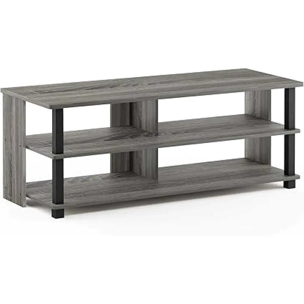 Furinno Sully 3-Tier Stand for TV Up to 48 Inch, French Oak Grey/Black