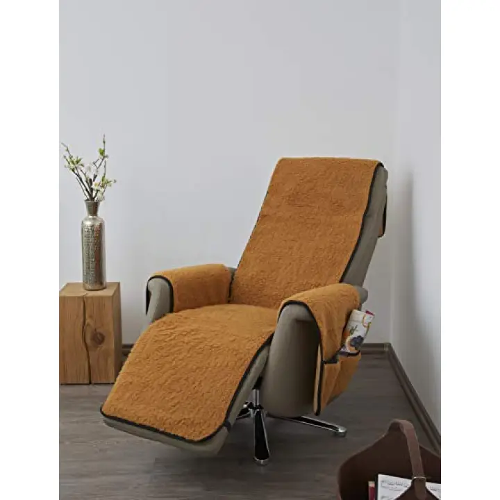 K. & N. Schurwolle Copripoltrona in lana vergine con protezione per braccioli e parte dei piedi lunga, colore folclore