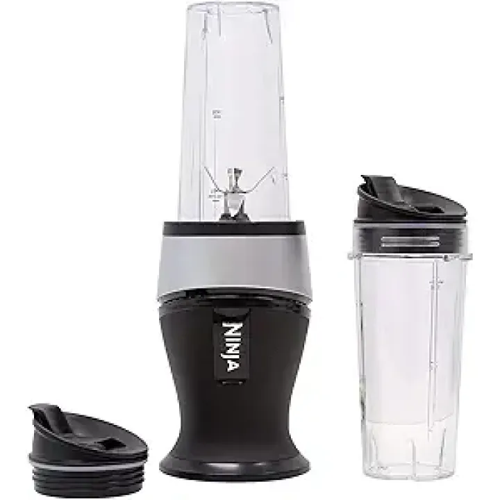 Ninja Personal Blender for Shakes, Smoothies, Food Prep, and Frozen Blending with 700-Watt Base and (2) 16-Ounce Cups with Spout Lids (QB3001SS) (Renewed)