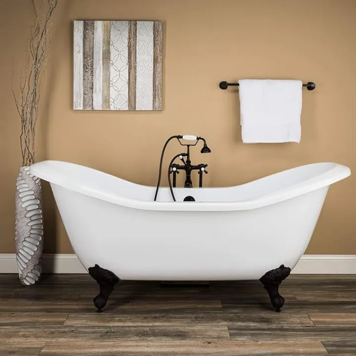 Vintage Tub & Bath Serenity 72 Inch Acrylic Double Slipper Clawfoot Tub - No Faucet Drillings - Imperial Ball & Claw Feet