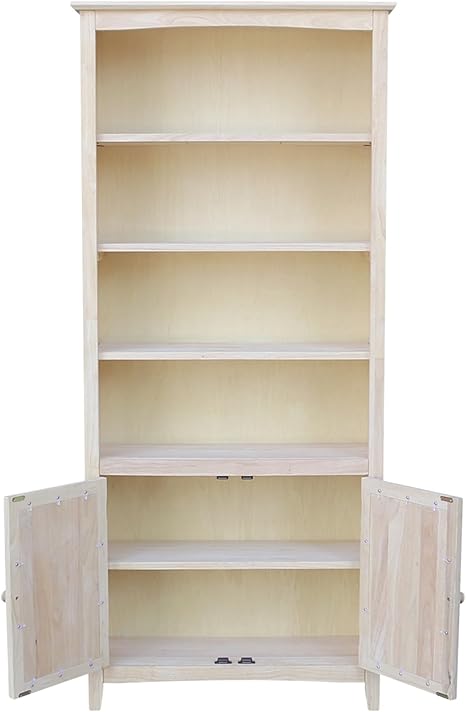 Solid Wood Shaker Bookcase - 72"H , Unfinished