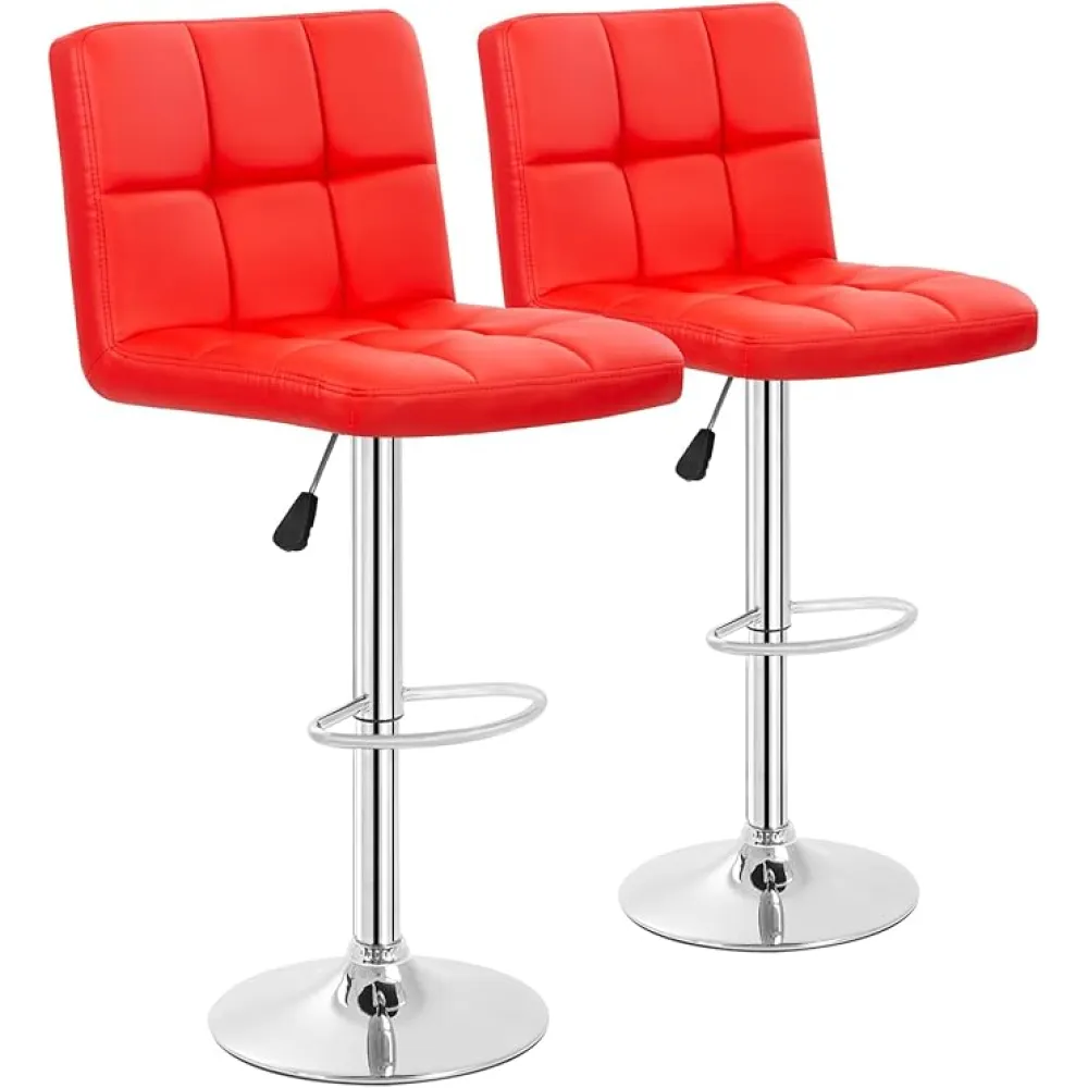 BestOffice Bar Stools Set of 2, Adjustable PU Leather Swivel Barstools, Modern Counter Stools with Back and Footrest, Counter Height Barstools for Bar, Kitchen and Dining Room