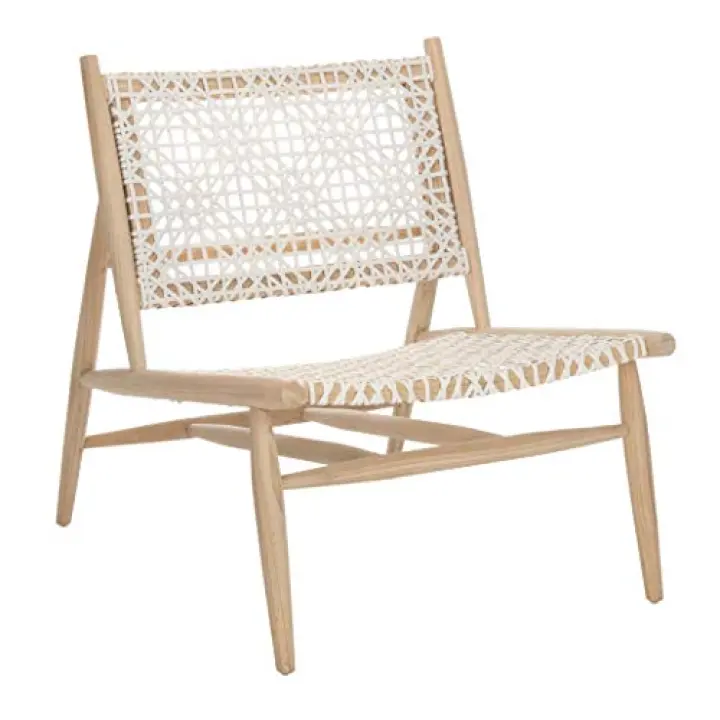 Safavieh Home Bandelier Light Natural and White Leather Woven Accent Chair