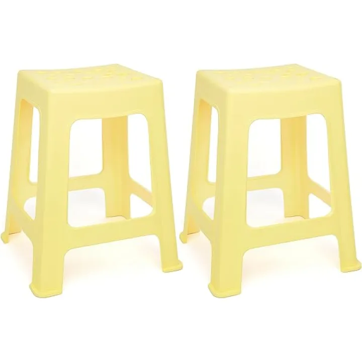 Mintra Home Light Duty Plastic Stools 2pk (18in Height, Yellow)