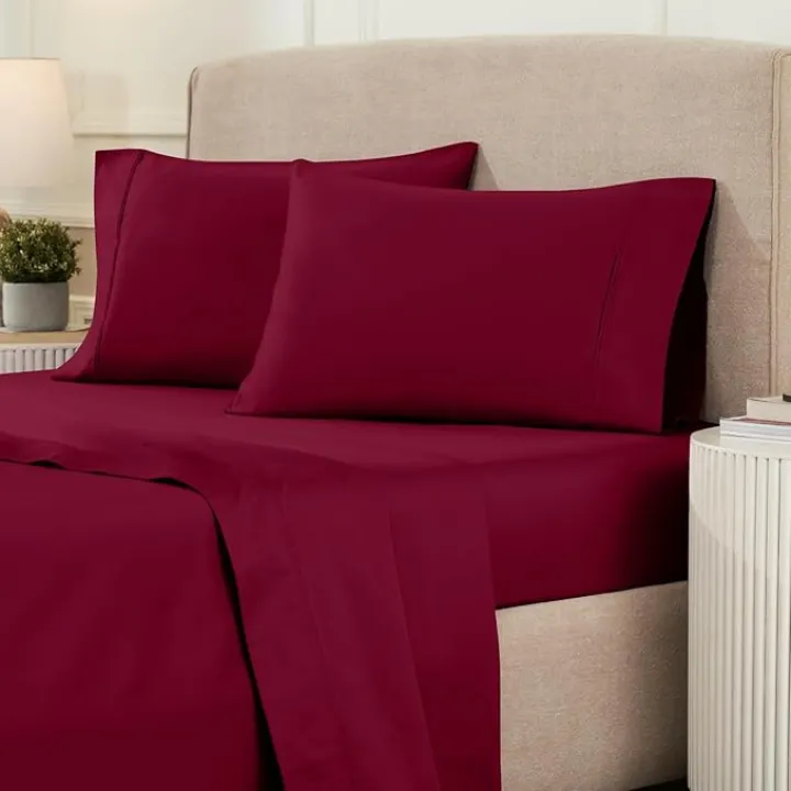 Egyptian Cotton Sheet Set - 1200-Thread Count Egyptian Cotton Solid King Sheet Set with 18” Deep Pocket - Luxury High Thread Count Sheet Set, King Burgundy