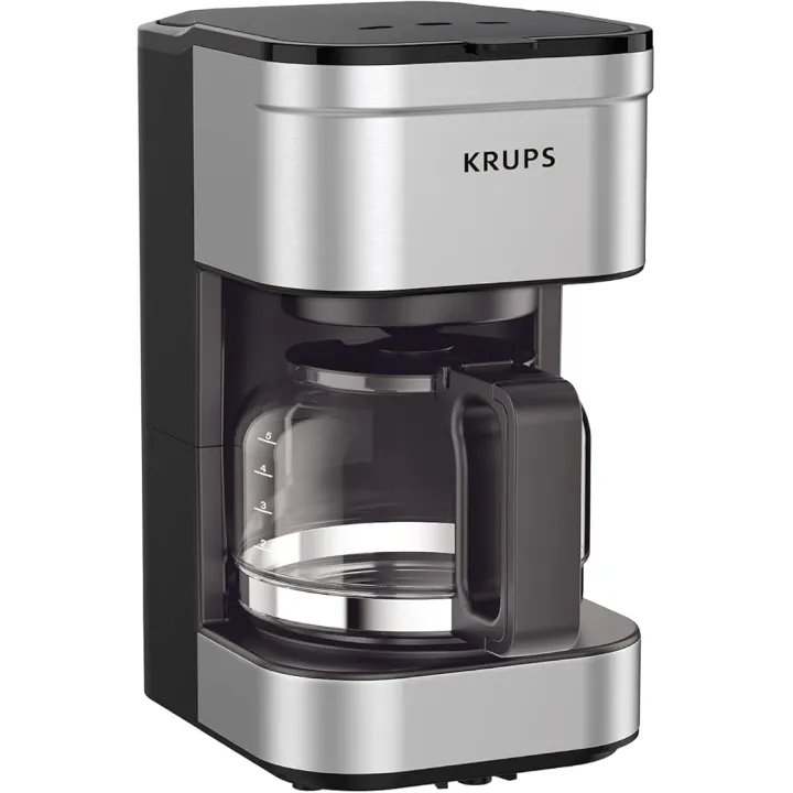 KRUPS Simply Brew Compact 5 Cup Coffee Maker: Stainless Steel Design, Pause & Brew, Keep Warm, Reusable Filter, Drip-Free Carafe