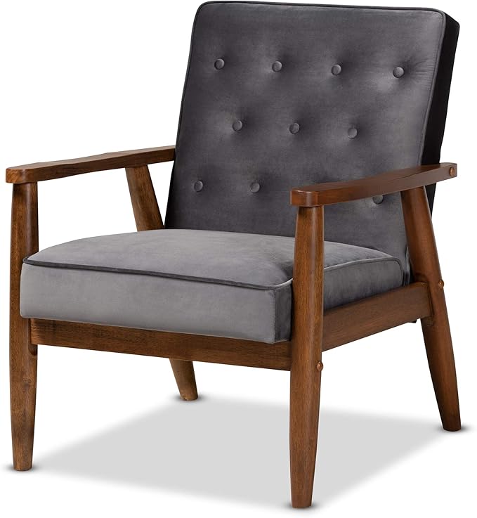 Baxton Studio Chairs, Grey/Brown