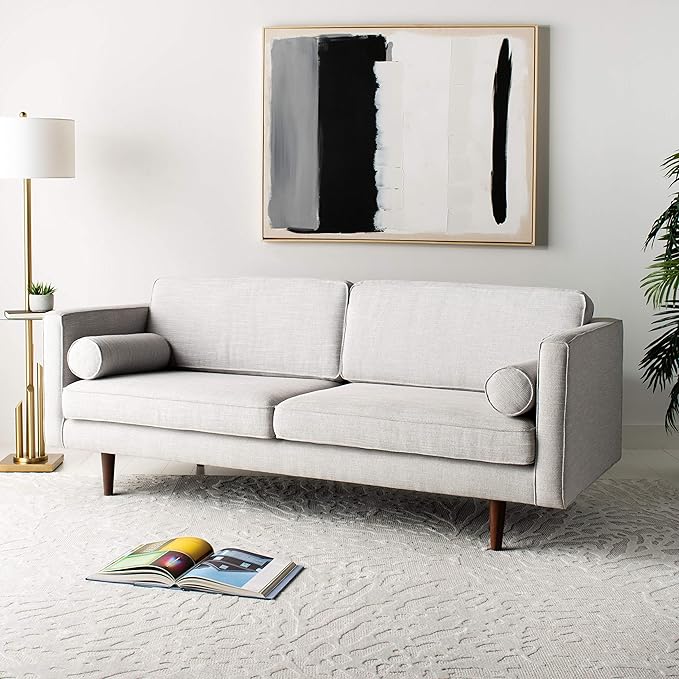 Safavieh Couture Home Hurley Mid-Century Modern Light Grey and Dark Brown Sofa