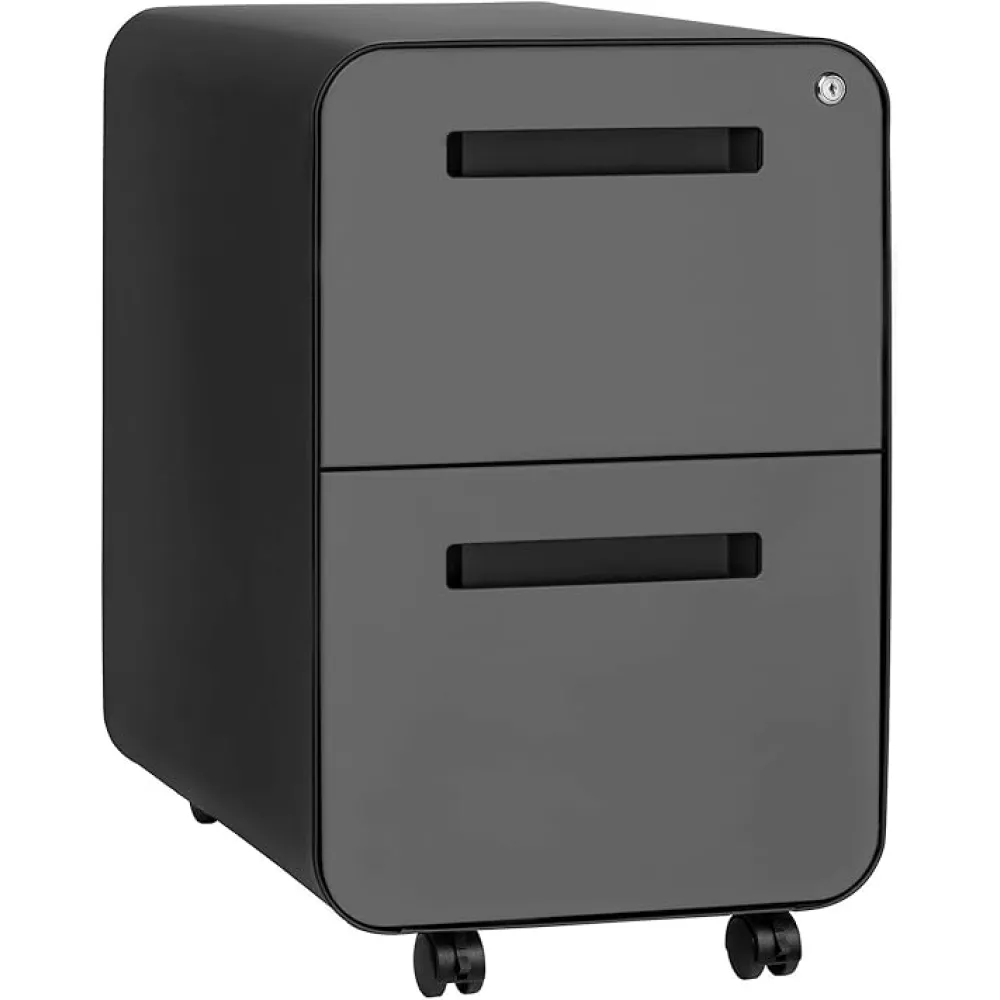 Laura Davidson Furniture Stockpile 2-Drawer Modern Mobile File Cabinet, Commercial-Grade (Black/Grey)