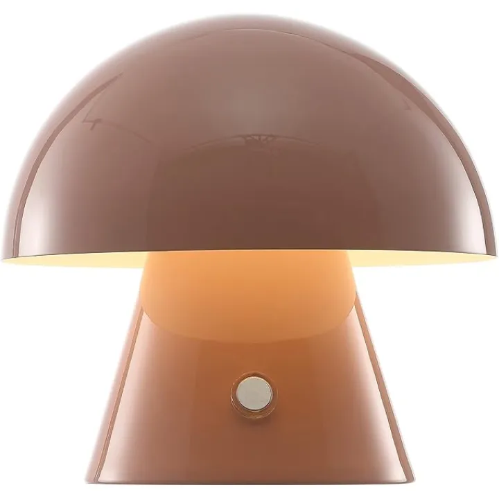 JONATHAN Y JYL7116D Porcini 7" Contemporary Bohemian Rechargeable/Cordless Portable Iron Integrated LED Mushroom Table Lamp Modern, Coastal Bedside Desk Nightstand Lamp, Pink