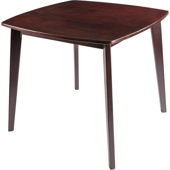 Contemporary Home Living 34" Walnut Wood Square Dining Table with Tapered Legs