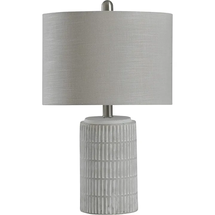 L13263DSAM Joni, Distressed, White, Light Gray w, Beige Table Lamp