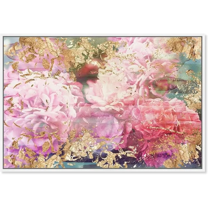 The Oliver Gal Artist Co. Floral and Botanical Framed Wall Art Canvas Prints 'Rose Rhapsody' Florals