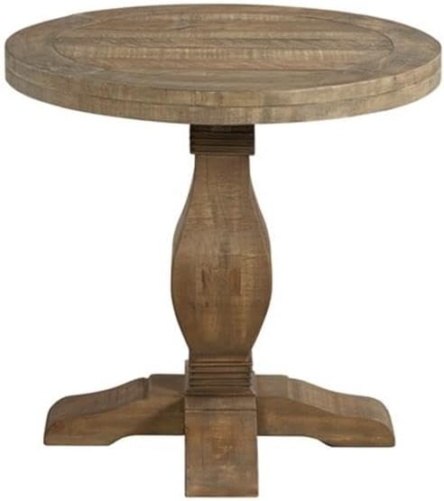 Napa Solid Wood Farmhouse Rustic Round End Side Living Room Table, Nightstand 26" W x 26" D x 25" H