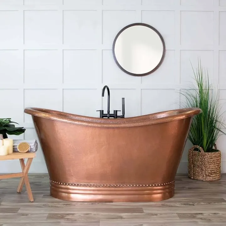Vintage Tub & Bath Duncan 66 Inch Copper Freestanding Double Slipper Bathtub - Medium Copper