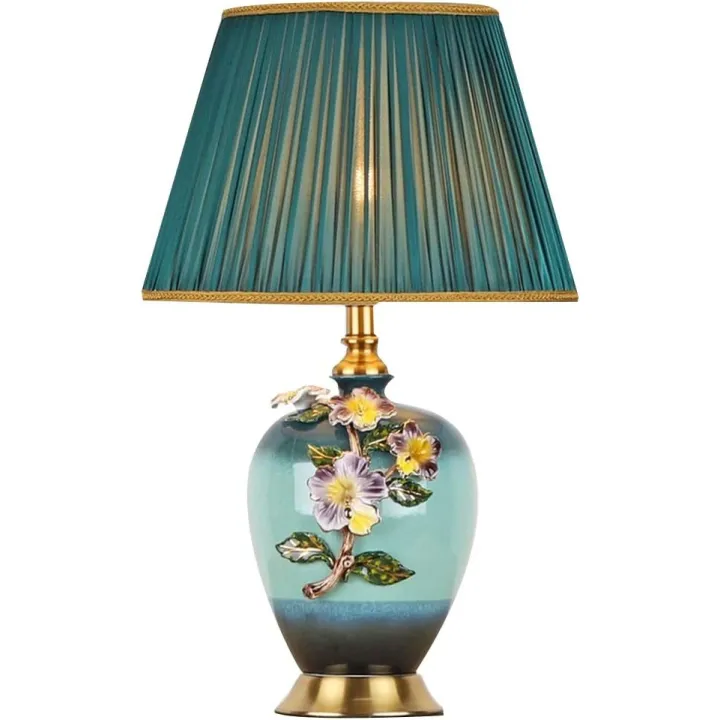 Ceramic Table Lamp Luxury Contemporary Creative Fabric For A Living Room Bedroom Dining Room Den Library Study Or Office Hotel (Style B, Button Switch)