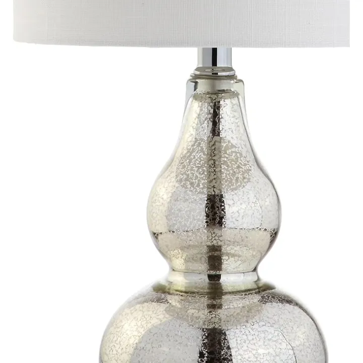 JONATHAN Y JYL1028C-SET2 Anya 20.5" Mini Glass Lamp(Set of 2) Transitional,Glam,Midcentury for Bedroom, Living Room, Office, College Dorm, Coffee Table, Bookcase, Silver, 2 Piece