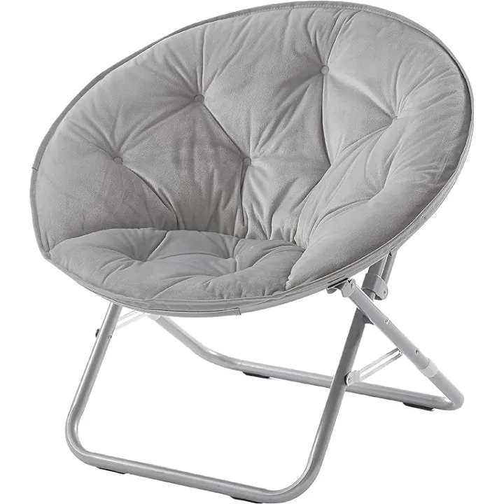 Urban Lifestyle Micromink Foldable Saucer Chair, Grey