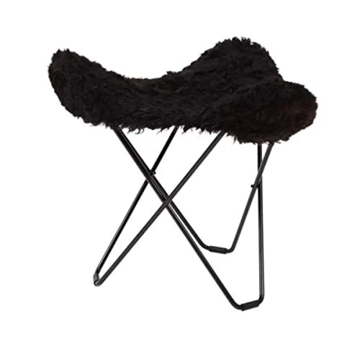 Cuero Design Flying Goose Iceland 1464 - Sgabello in pelle d'agnello, 48 cm, colore: Nero