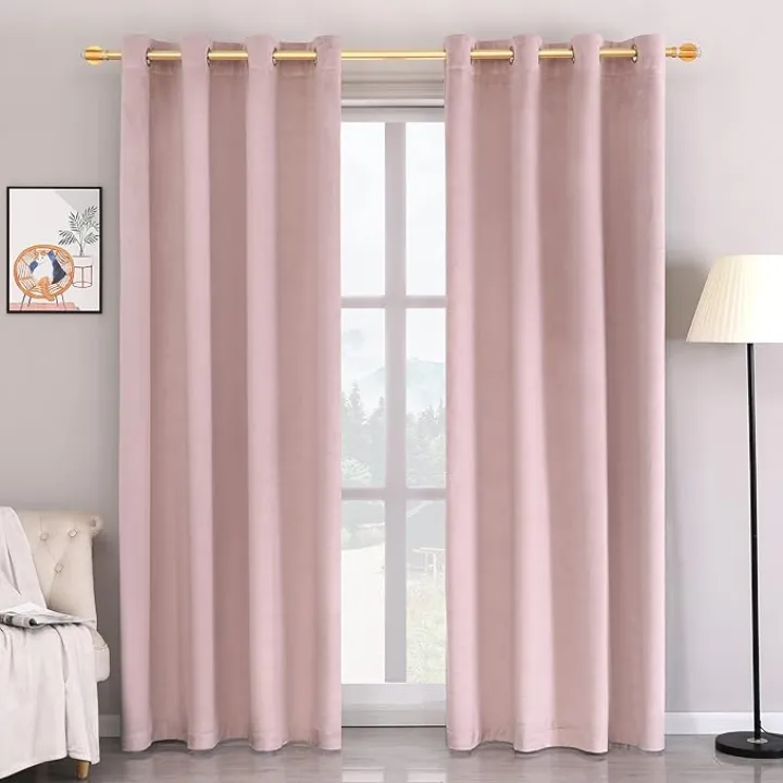 Super Soft Luxury Velvet Curtains for Living Room Light Blocking Velvet Curtain Panels Privacy Grommet Window Drapes for Bedroom/Sliding Glass Door, 2 Panels (Pink, 52W*96L)