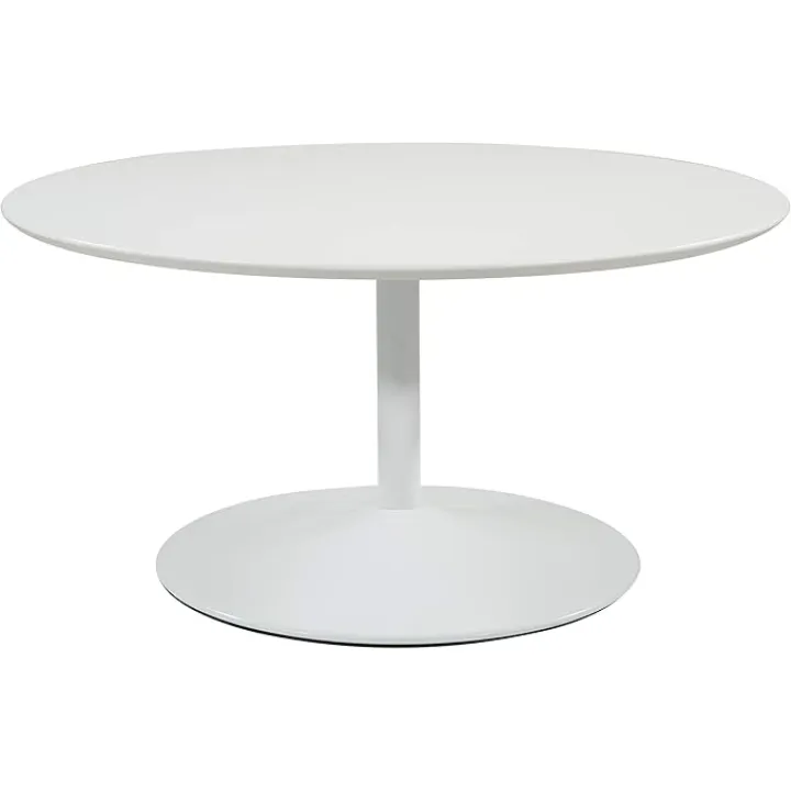 OSP Home Furnishings Flower Mid-Century Modern Coffee Table, White Top with White Base