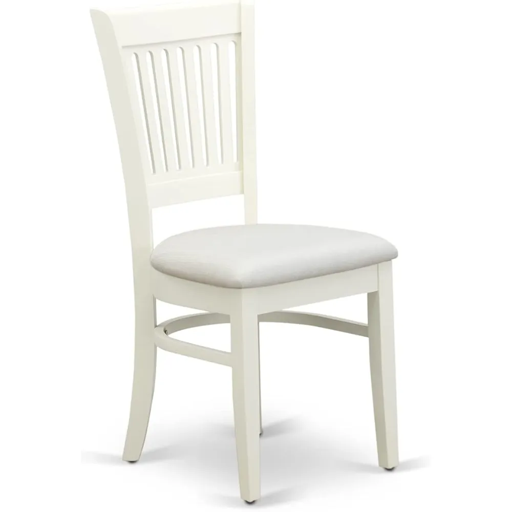 East West Furniture VAC-LWH-C Vancouver Dining Room Chairs - Linen Fabric Upholstered Wooden Chairs, Set of 2, Linen White