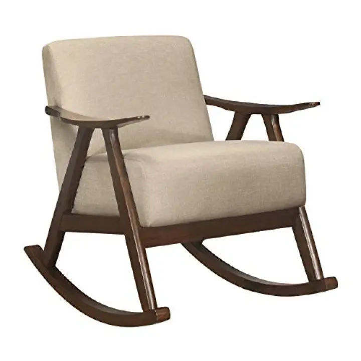 Lexicon Helena 28.5" W Fabric Wood Arm Rocking Chair, Light Brown